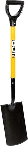 Image of JCB - Professional Solid Forged Treaded Carbon Steel Digging Garden Spade - Professional Long Handle Site and Gardening Tools - for Home Improvements, Planting, Fencing, Borders, Metal Detecting