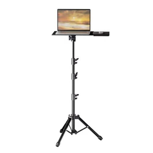 Image of RBFGYIOP Telescoping Projector & Laptop Tripod Stand, 50-160cm Height Adjustable Portable Floor Stand with 180° Rotating Platform, for Home Office, Outdoor Movies, DJ Equipment & Studio
