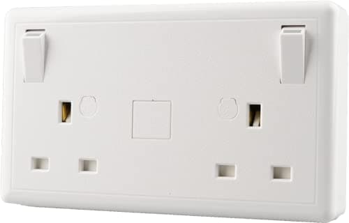 Image of WK Electrical - Double Switched Converter Power Socket, White Moulded, Type G Socket, 250V 13 Amp