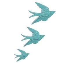 Image of Sass & Belle Blue Vintage Style Ceramic Wall Art Plaques (3 Swallows, Stone, Duck Egg, Wall Plate)