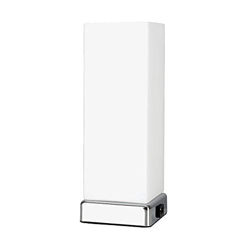 Image of MiniSun | Modern Chrome and White Frosted Glass Touch Table Lamp with USB Charging Port | Table Lamps, Home Décor & Improvement Essential