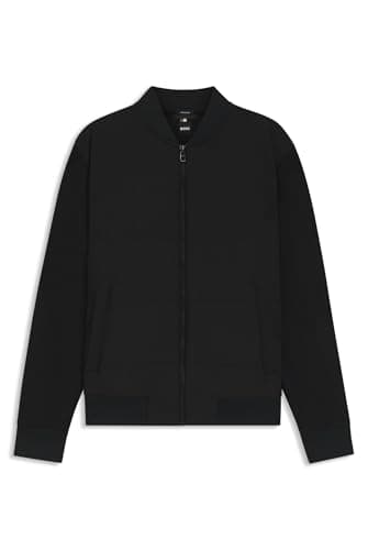 Image of BOSS Mens H-Skiles 100 Padded zip-up sweatshirt in a cotton blend Black