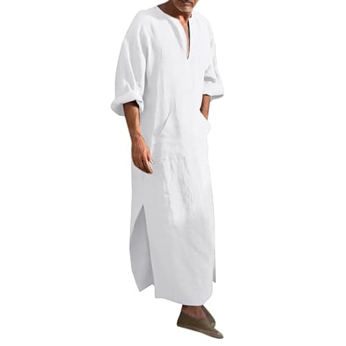 Image of Generisch Fashionable long sleeve linen shirt with modern, minimalist design for optimal everyday use., White, S