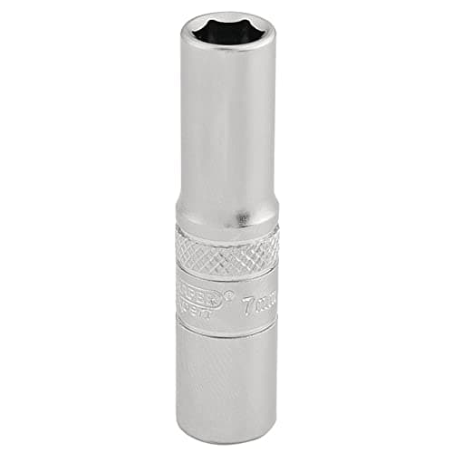 Image of Draper 16527 1/4 Inch Square Drive 6 Point Metric Deep Socket, 7mm, Blue