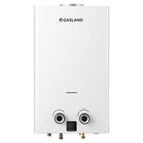Image of GASLAND Propane Instant Gas Water Heater BG264, 10L/Min LPG Hot Tankless Boiler with LED Display for Home Use, White,30/37mbar