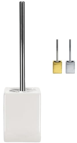 Image of KW Luxury Ceramic/Porcelain/Stoneware Toilet Brush and Holder (White)