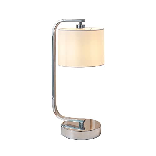 Image of National Lighting LED Touch Dimmer Table Lamp – Dimmable Desk Lamp with Touch Control – Bedside Reading Lamp with White Fabric Shade – Touch Sensitive Decorative Lamp for Bedroom, Office – Chrome