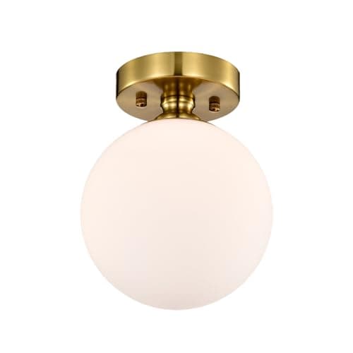 Image of Alighting Gold Semi Flush Mount Ceiling Light with 18cm Glass Globe, Modern Mid Century Glass Ceiling Light for Bedroom, Entryway, Bathroom, E14(Not Included)