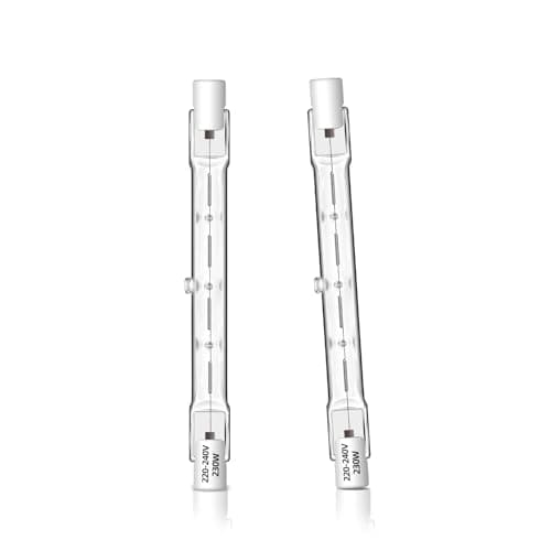 Image of Caldarax 2 Pack R7s Halogen Bulb 118mm 230W Dimmable, J118 Security Light Bulb, 230V 4560LM 2700K Warm White, Linear Halogen Floodlight Bulbs for Work, Spotlights, Landscape Lights, Floor Lam