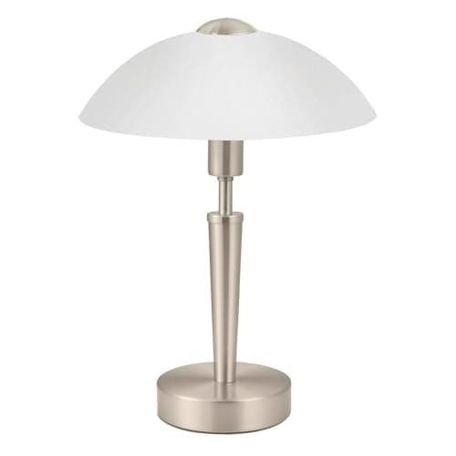 Image of Britalia BR85104 Satin Nickel and White Satin Glass Traditional Touch Table lamp - 35cm Height