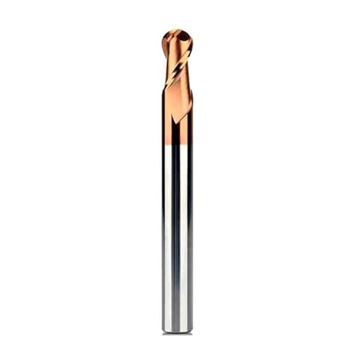 Image of Pangyoo 6mm 8mm 10mm Shank Ball Nose End Mill Tungsten Carbide Cutter CNC Router Bit Milling Tool R0.5 HRC45 55 65 2 Flute(BB2055,R2.5x5x10x75)