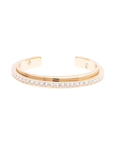 Image of Karen Millen Crystal Diagonal Cuff Bracelet for Women (Gold/Crystal)