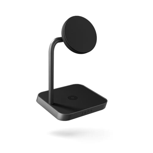 Image of Zens Office Charger 2 - Dual Wireless Charging Station, Magsafe and Apple Fast Charge Compatible for iPhone 12 & Up, AirPods, Qi Devices - 15W Magnetic Charger, Includes 24W Power Adapter, Zinc/Alloy
