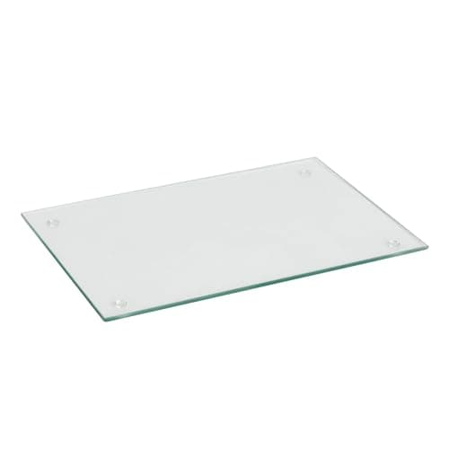 Image of Harbour Housewares Glass Chopping Board - 40x30cm - Clear - Medium Dining Place Mats Cutting Mat Worktop Saver for Kitchen Cooking, Baking, Vegetable Preparation