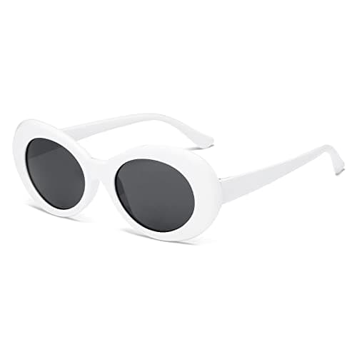Image of Long Keeper Retro Sunglasses Unisex – Vintage Oval Sunglasses Clout Goggles Retro White Gogy Glasses for Women Men - Kurt Cobain