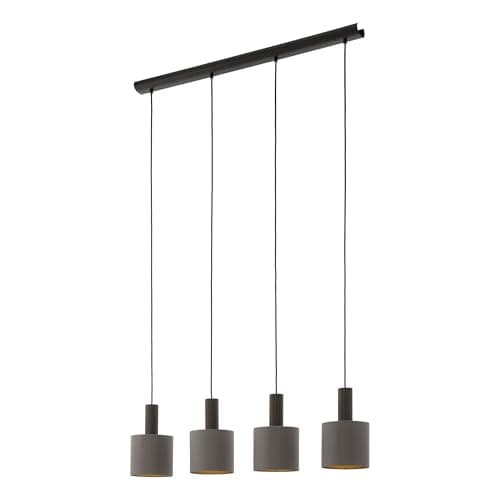 Image of Eglo Pendant Lighting Concessa 1, 4 Bulbs Ceiling Light Fitting Made of Steel and Fabric in Dark Brown, Cappuccino and Gold, Hanging lamp for Dining and Living Room, E27 Socket