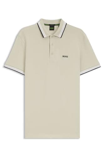 Image of BOSS Mens Paddy Contrast-Logo Paddy Polo Shirt in Cotton piqué