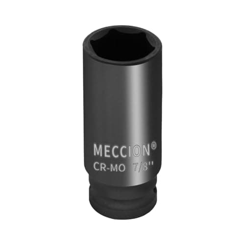 Image of Meccion 1/2 Inch Drive Impact Socket 7/8 inch SAE, 6 Point Cr-Mo Deep Impact Socket, 78mm Length