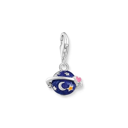 Image of Thomas Sabo Charm pendant Saturn with dark blue cold enamel and fine details silver 925 Sterling Silver, Cold Enamel