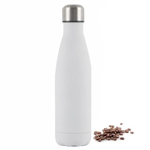 Image of Insulated Water Bottle, 500ml Stainless Steel Thermal Flask, Vacuum Insulated Flask for Hot & Cold Drinks, Leak-Proof Thermal Metal Drinking Water Bottles for Kids, Gym, Sports, Travel (White)