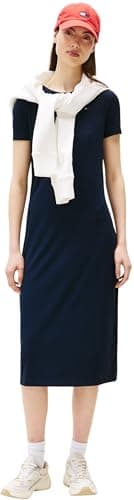 Image of Tommy Jeans Women’s Ribbed Midi Bodycon Dress, Blue (Dark Night Navy), L