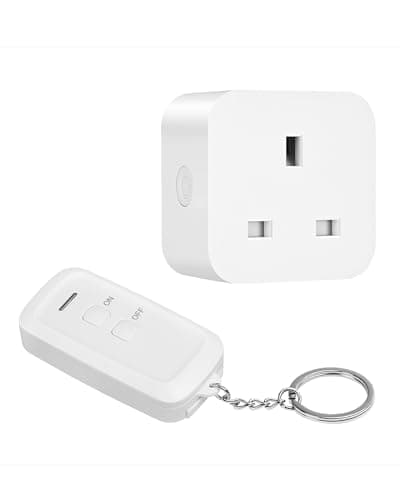 Image of DEWENWILS Remote Control Sockets, 30m/100FT Control Range, Compact Size, 13A/3120W Programmable Heavy Duty Wireless Light Switch with Keyring, 1 Remote+1 Socket