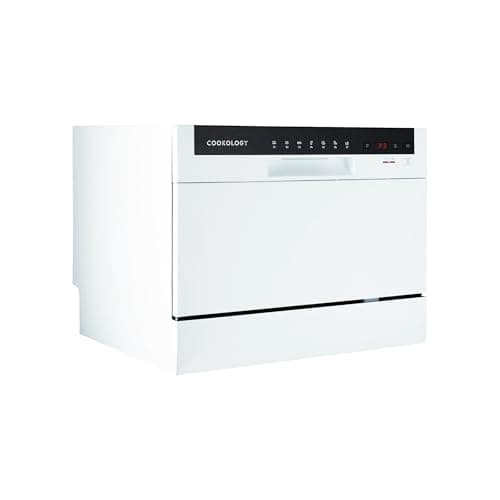 Image of Cookology CTTD6WH Mini Counter Top Dishwasher in White - 6 Place Settings - Table Top - Compact Design - 6 Drying Settings - 7 Wash Cycles - ECO Friendly Mode