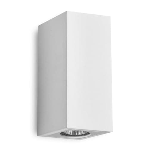 Image of White Plaster Wall Light, Modern Home Lighting, 2 x GU10 Bulbs Required, LED Compatible, 70mm Width, 160mm Height, 75mm Depth