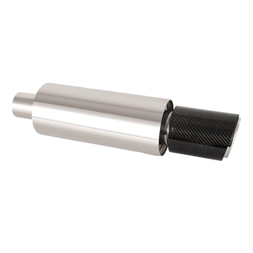 Image of Krtopo 2.5"/63MM Inlet Car Exhaust Muffler Silencer Stainless Steel Diesel Exhaust Resonator Muffler Tip Turbo Sound 20.9" Length Universal Straight Rolled Edge Beveled for Sedan SUV (Carbon Fibre)
