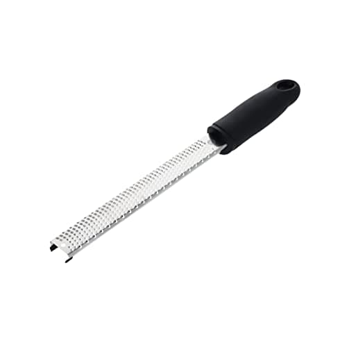 Image of MasterChef Lemon Zester Grater Micro Planing Tool for Zesting Citrus Fruits, Kitchen Gadget for Finely Grating Garlic, Ginger, Nutmeg, Parmesan Cheese, Chocolate and More, Stainless Steel, Black