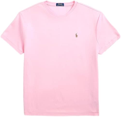 Image of POLO RALPH LAUREN Men's Jersey Cotton Crew Neck T-Shirt, Rl Carmel Pink Multi-colored Pony., Large