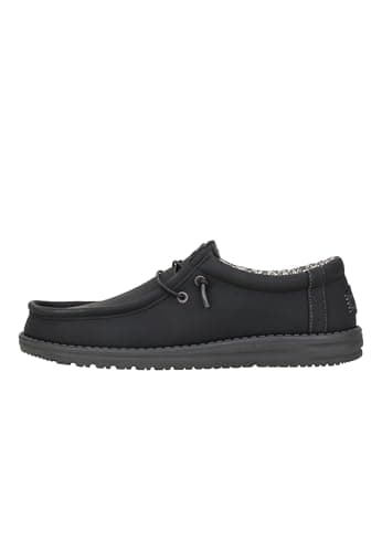Image of HEYDUDE - Men's Wally Classic Slip-On Shoes, Black/Charcoal, 9 UK
