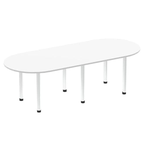 Image of OPO Impulse Freestanding 1800/2400mm Rectangular Boardroom Table Attractive Post Legs | Sturdy Build Weather & Heat Resistant Melamine Finish Table White Aluminium 2400