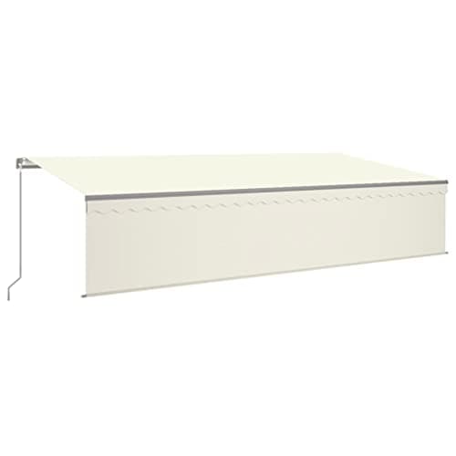 Image of vidaXL Manual Retractable Awning with Blind&LED Outdoor Living Door Awning Folding Arm Patio Garden Awning Manual Retractable 6x3m Cream