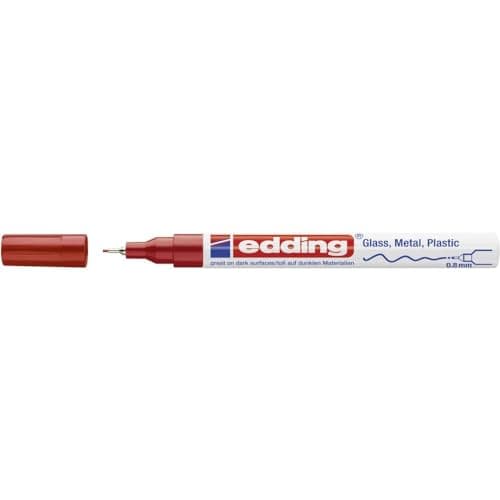 Image of edding 780 gloss paint marker - red - 1 paint marker - extra-fine round tip 0.8 mm - paint pen for glass, pebbles, wood, plastic, paper - waterproof, high coverage