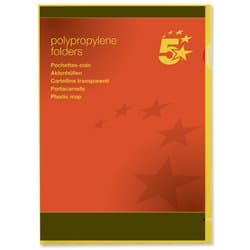 Image of 5 Star Folder Cut Flush Polypropylene Copy-safe Translucent A4 Yellow [Pack 25]