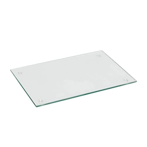 Image of Harbour Housewares Glass Chopping Board - 30x20cm - Clear - Small Dining Place Mats Cutting Mat Worktop Saver for Kitchen Cooking, Baking, Vegetable Preparation