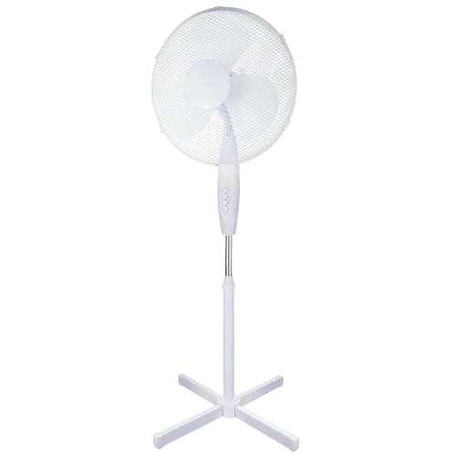 Image of AMD Nexus 16 Inch Pedestal Fan, White, 3 Speed Settings, Adjustable Height, Electric Floor Standing Fan for Home, Office, Bedroom