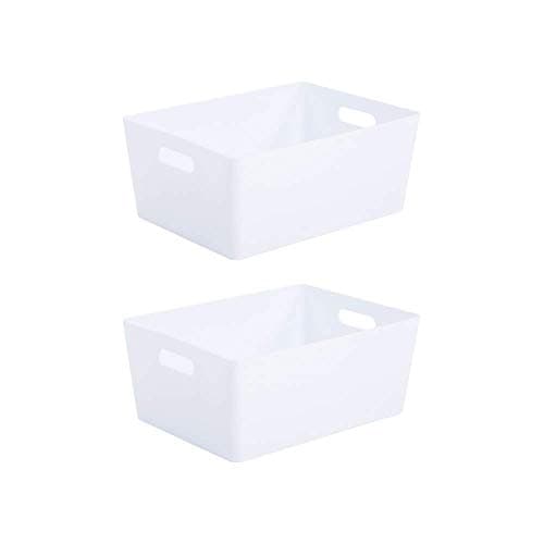 Image of Wham Bam 5.02 Ice White Plastic Studio Storage Baskets Office Home & Kitchen Tidy Organiser 35 x 26 x 15cm (2 Baskets)