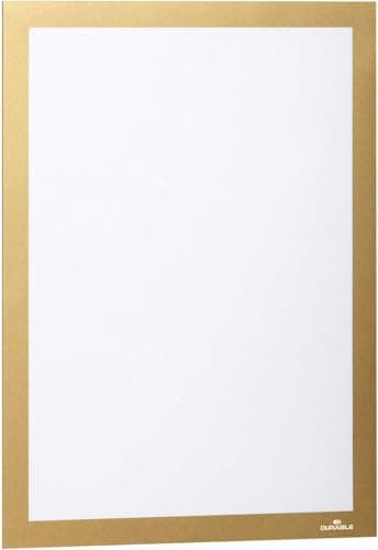 Image of Durable DURAFRAME Self-Adhesive Magnetic Frame | A4 Format In Gold | Pack of 2 Frames | Document Frame for Professional Internal Signage