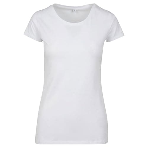 Image of Build your Brand Women's T-Shirt Ladies Merch Tee, Basic Top for Women Available in Black or White, Sizes XS - 5XL, White, XXXL