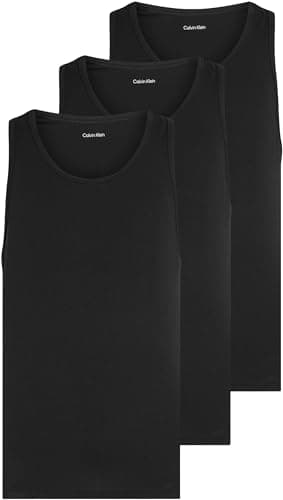 Image of Calvin Klein Men’s 3 Pack Round Neck Tank Tops, Black (Black, Black, Black), M