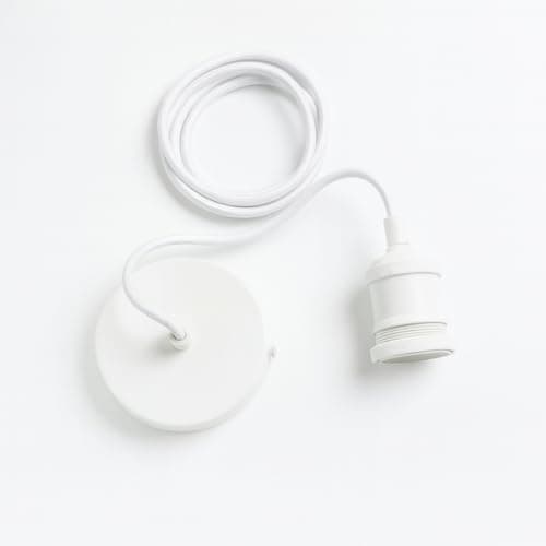 Image of CGC Lighting Indoor ceiling adjustable pendant and matching ceiling rose light fitting E27 (White)