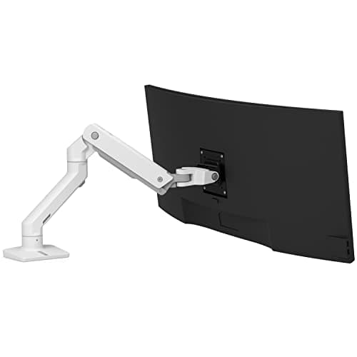 Image of Ergotron – HX Premium Heavy Duty Monitor Arm, Single Monitor VESA Desk Mount – for Flat or Slight Curved Ultrawide Monitors Up to 49 inches, 9.1-19.1kg – Standard Pivot, White (45-475-216)