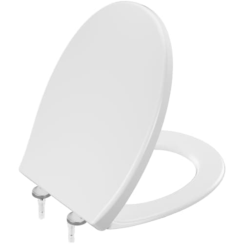 Image of DERW Wrap Over Soft Close Toilet Seat White – Premium UF Heavy-Duty Antibacterial Loo seat with Quick-Release Adjustable Hinges – Easy Clean Universal Fit for Most Standard O-Shape Toilets