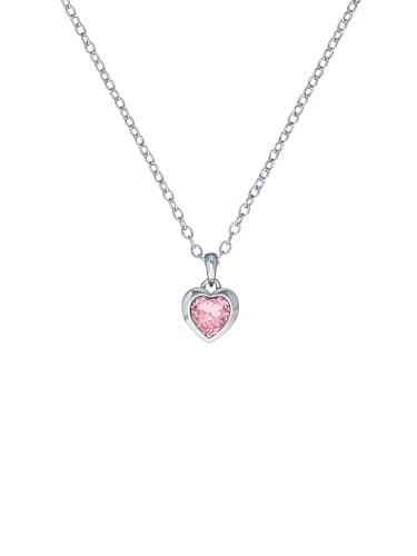 Image of Ted Baker Hannela Crystal Heart Pendant Necklace For Women (Silver/Pink Crystal)