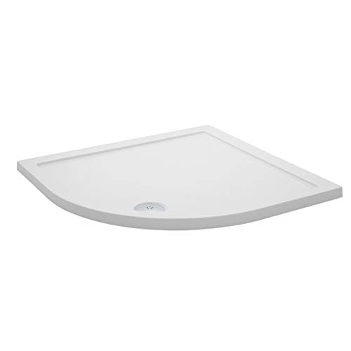 Image of VeeBath Quadrant Shower Tray 800x800mm, Stone Resin Tray for Shower Enclosure, Glass Door Bathroom- White