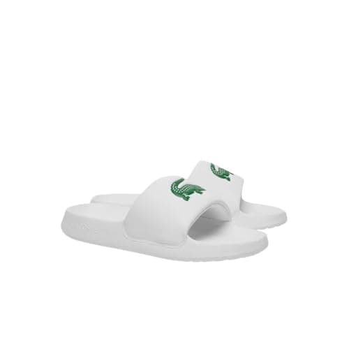Image of Lacoste Men's Serve Slide 1.0 Sandal, Croco White and Green, 9 UK