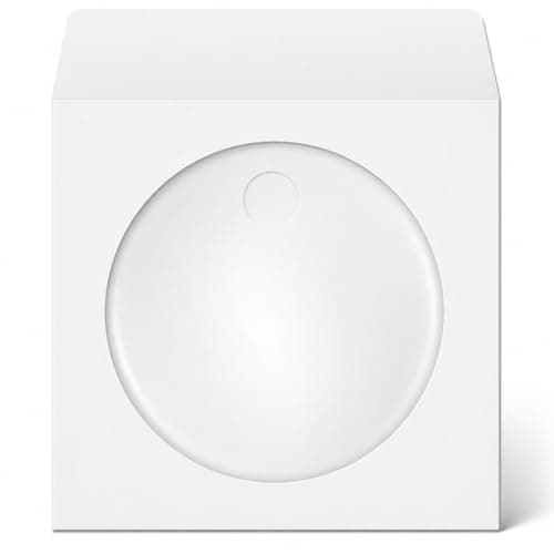 Image of 50 Pack White CD/DVD/Blu-ray Paper Disc Sleeves with Clear Window & Flap – 128mm x 125mm Premium Storage Envelopes – Protective Covers for CD, DVD & Blu-ray – Dragon Trading