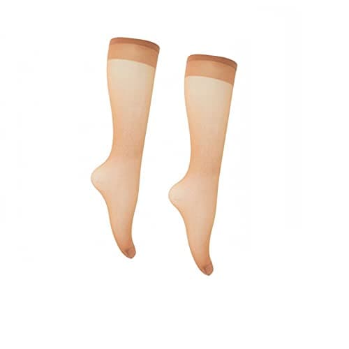 Image of Mytoptrendz® Ultra Glossy Shine Sheer Knee-High Socks 15 denier Women's Trouser Pop socks (Natural Tan -2 PAIR)